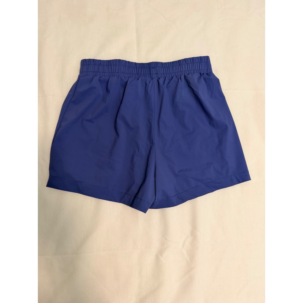 Athletic Blue Running Girl Shorts Elastic Waist Zipper Pocket Medium